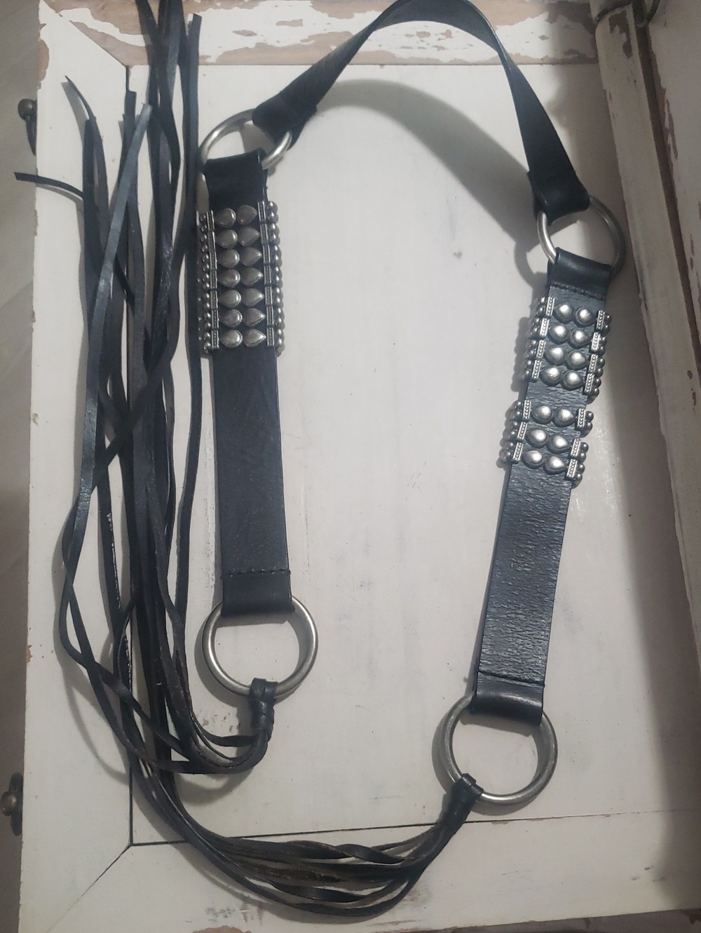 Leather Moto Grunge Belt S/M